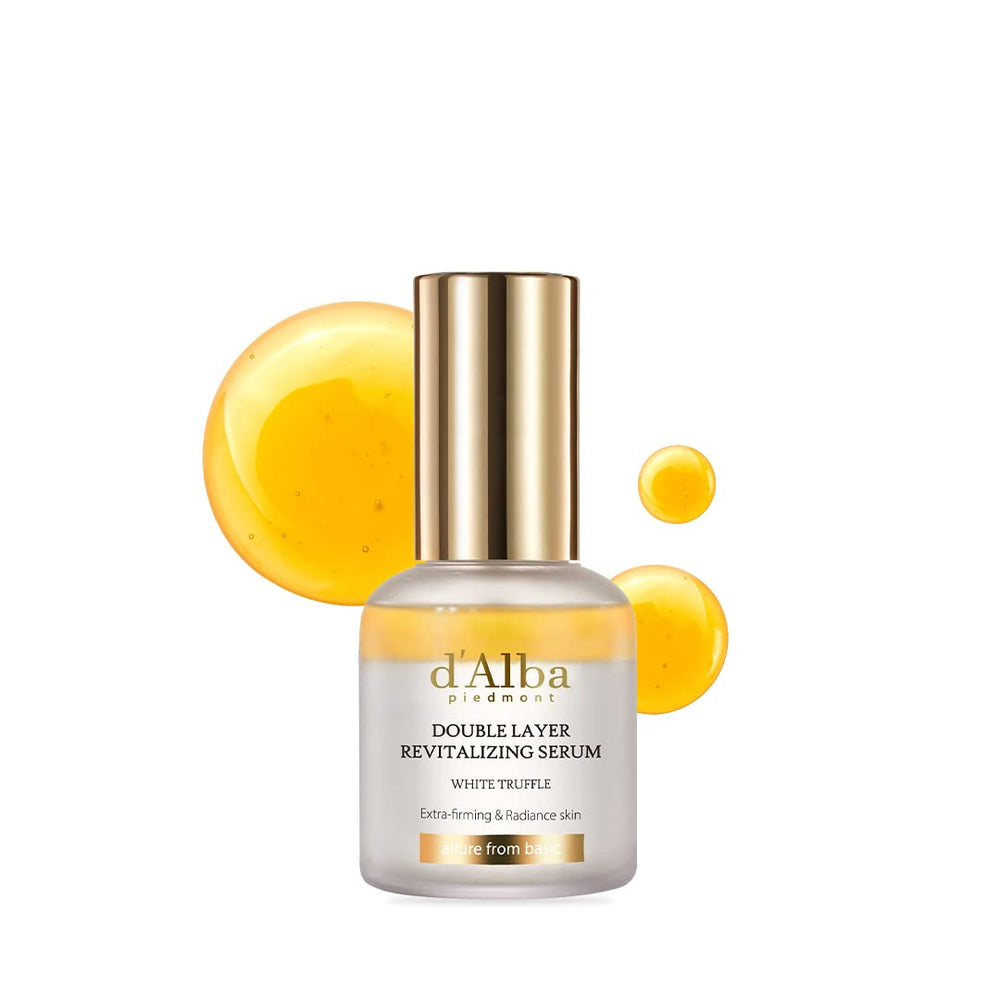 d'alba Piedmont serum bottle close-up, highlighting truffle infusion for hydration.