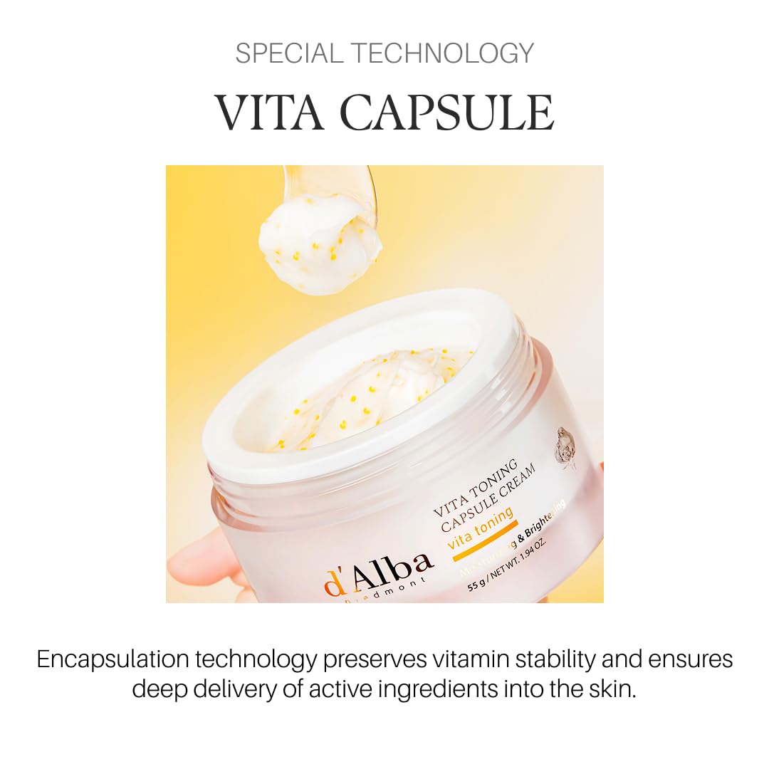 Cream on skin delivers glass skin glow with d'alba Piedmont Vita Toning Capsule Cream.