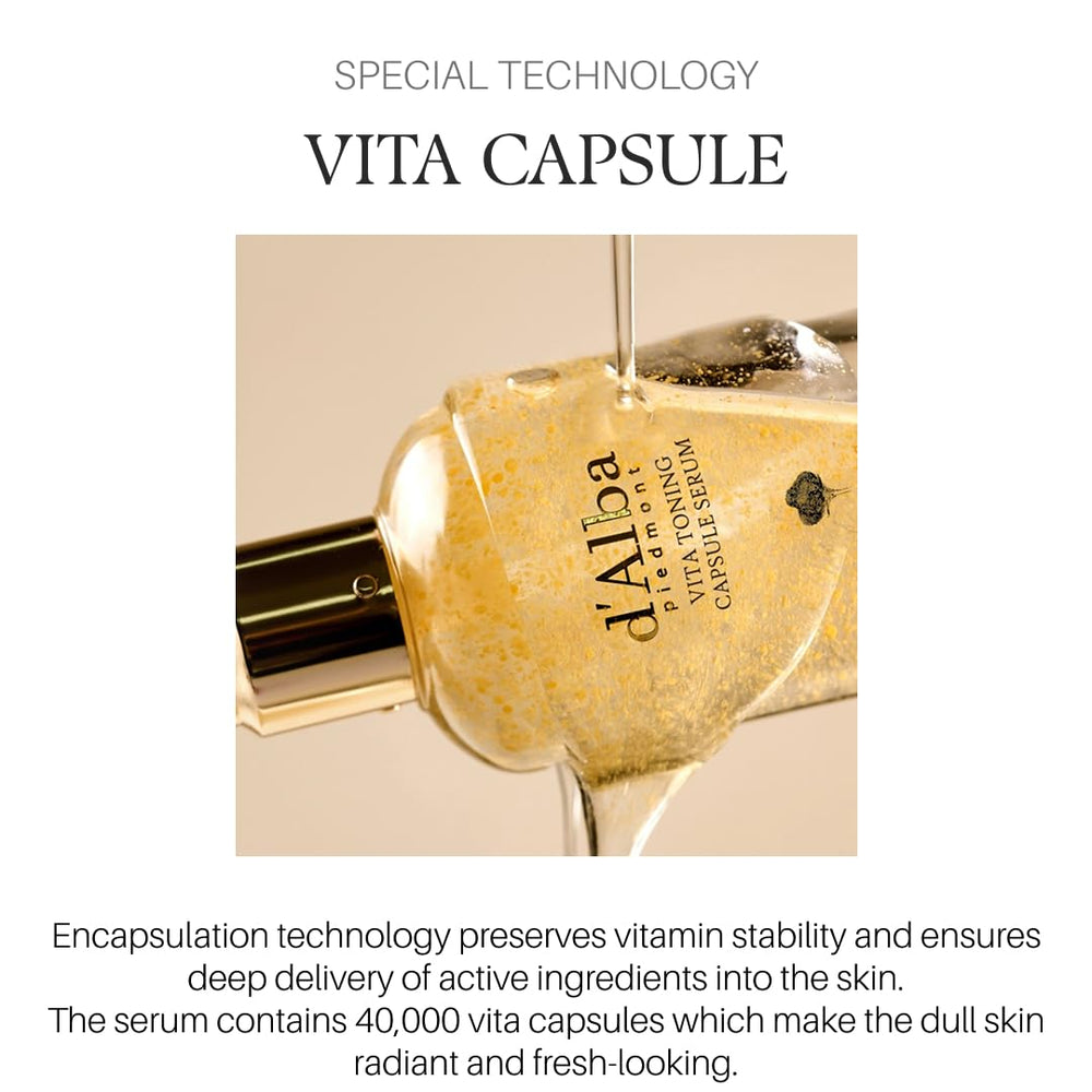 d'alba Piedmont Vita Toning Capsule Serum packaging on shelf