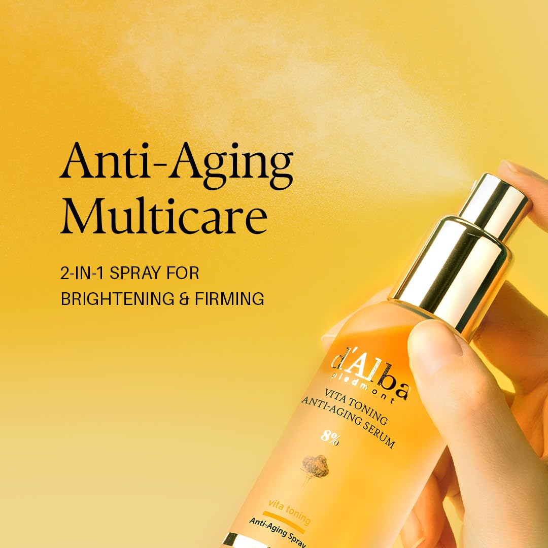 Vita Toning en spray, frasco destacado con concentración 8%, aporta antioxidante ligero