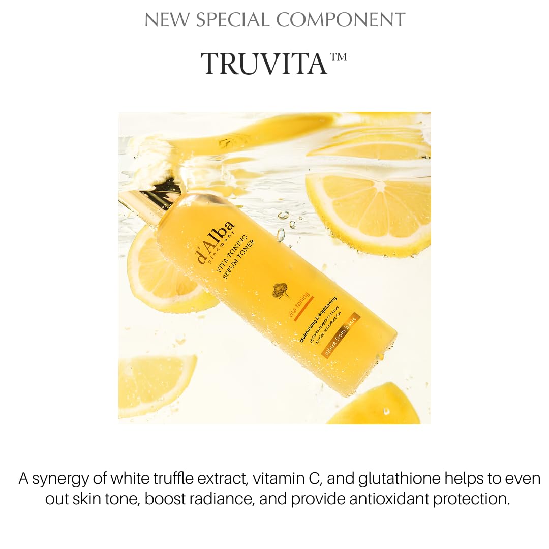d'alba Piedmont vitamin-rich formula label hints at glow-boosting daily use.