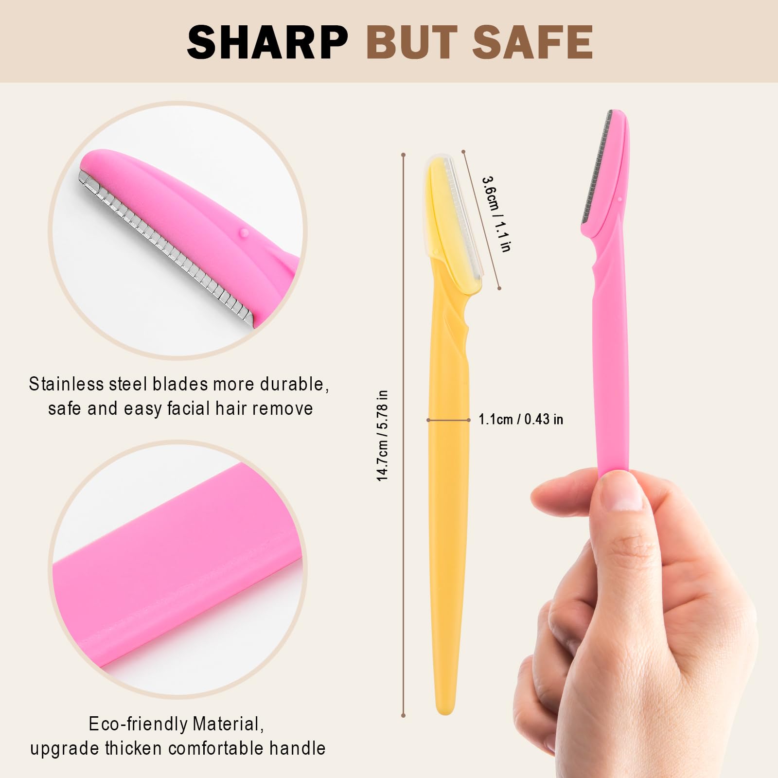 D 21 PCS dermaplane razor precision edge for gentle facial hair removal.