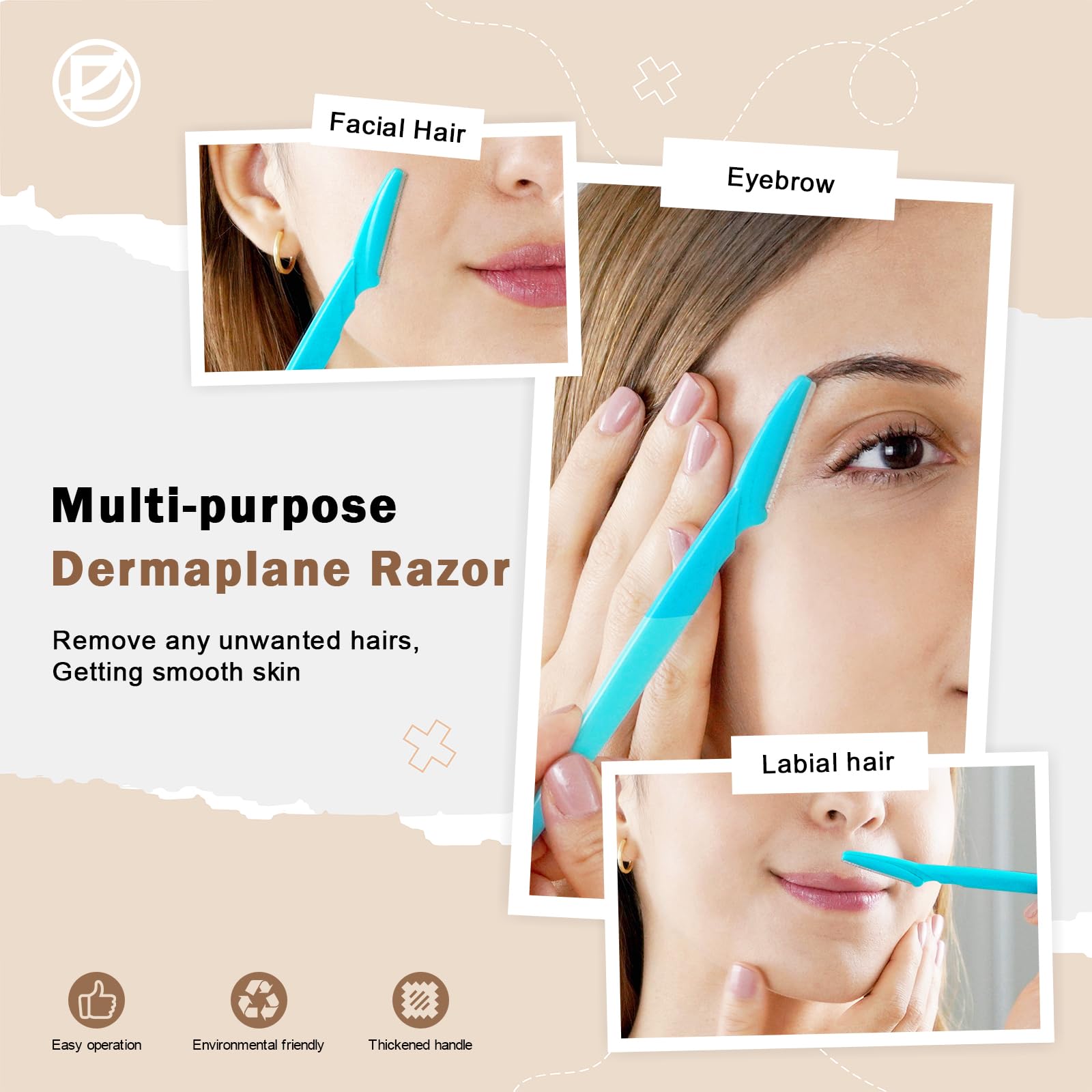 D eyebrow shaping tool in three colors enables versatile styling.