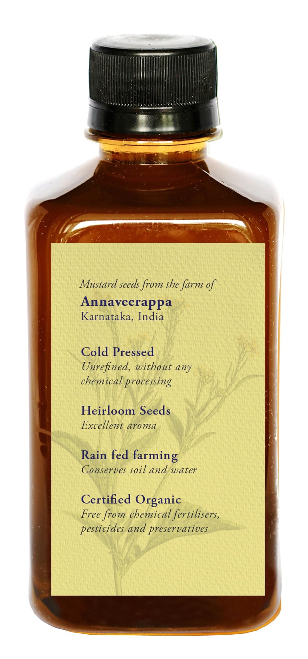 DAANA aceite de mostaza para aplicación en la piel, textura suave y nutritiva.