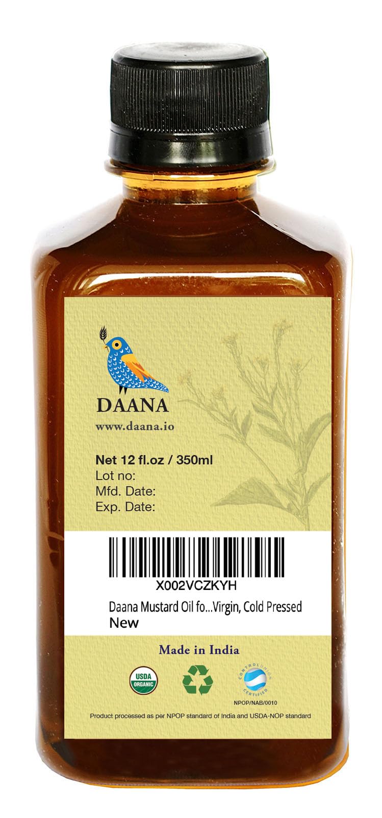 DAANA aceite de mostaza para masaje corporal, sensación reconfortante.