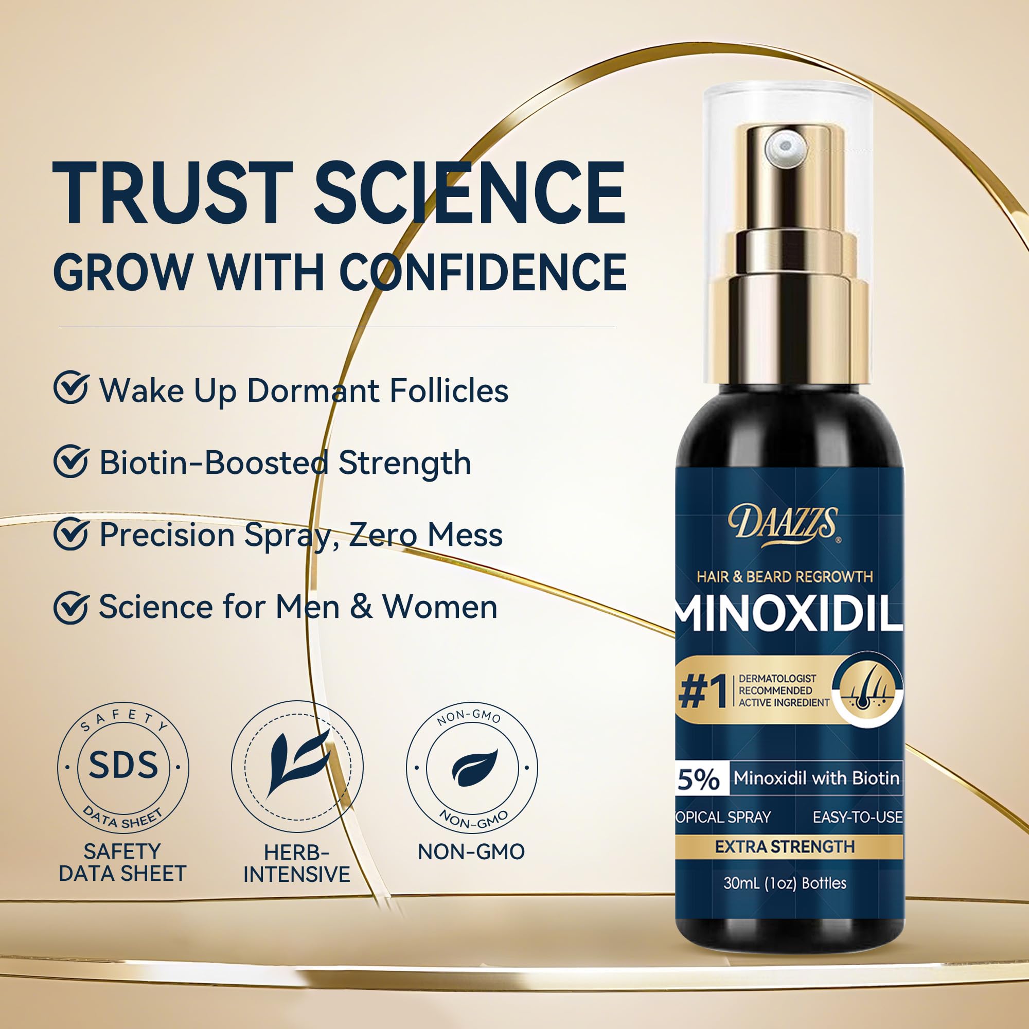 DAAZZS Minoxidil, dosificador de 1 ml para aplicación precisa.