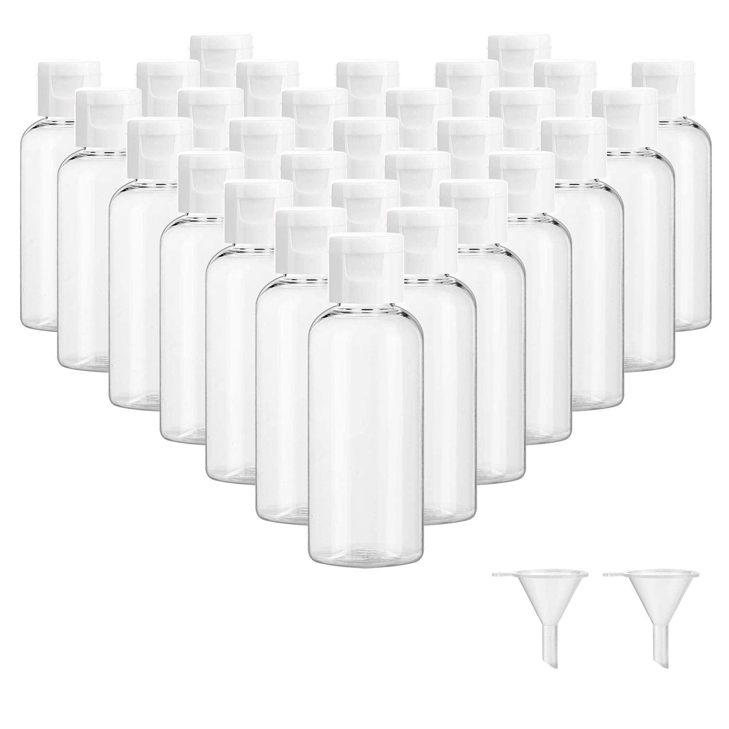 Dabacc 2 oz clear bottle with flip cap, ideal for travel liquids and leak prevention.