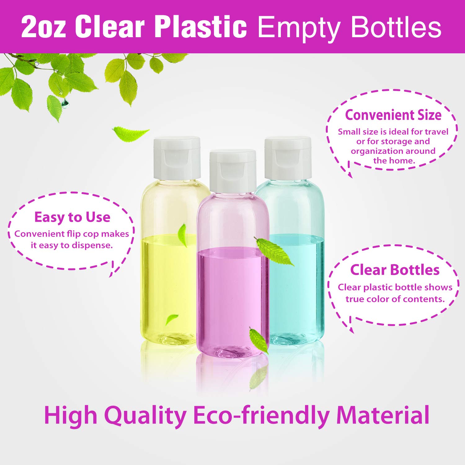 Dabacc eco-friendly PET bottles, soft squeeze for easy dispensing.