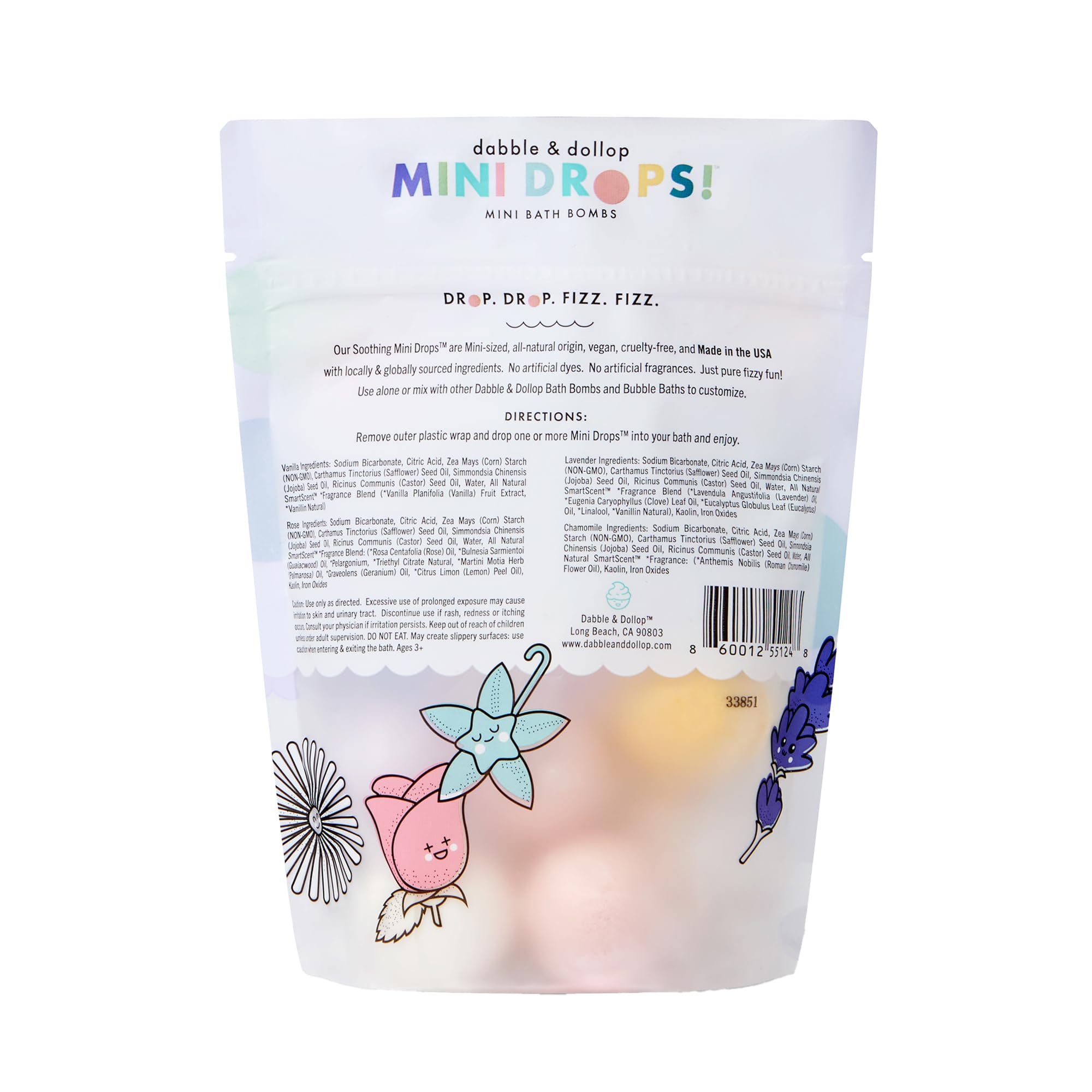 Dabble and Dollop resealable pouches preserve scent and freshness.