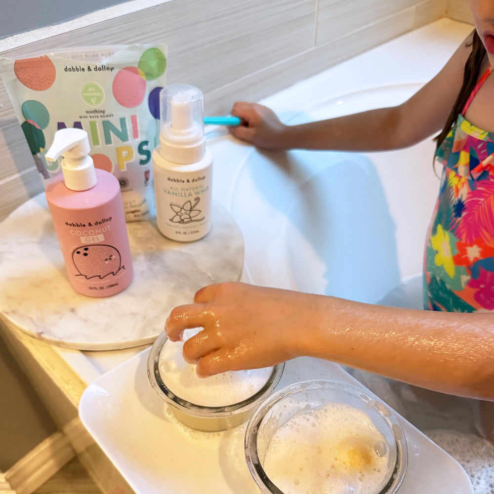 Dabble and Dollop rose-scent bath bomb for pampering bath experiences.