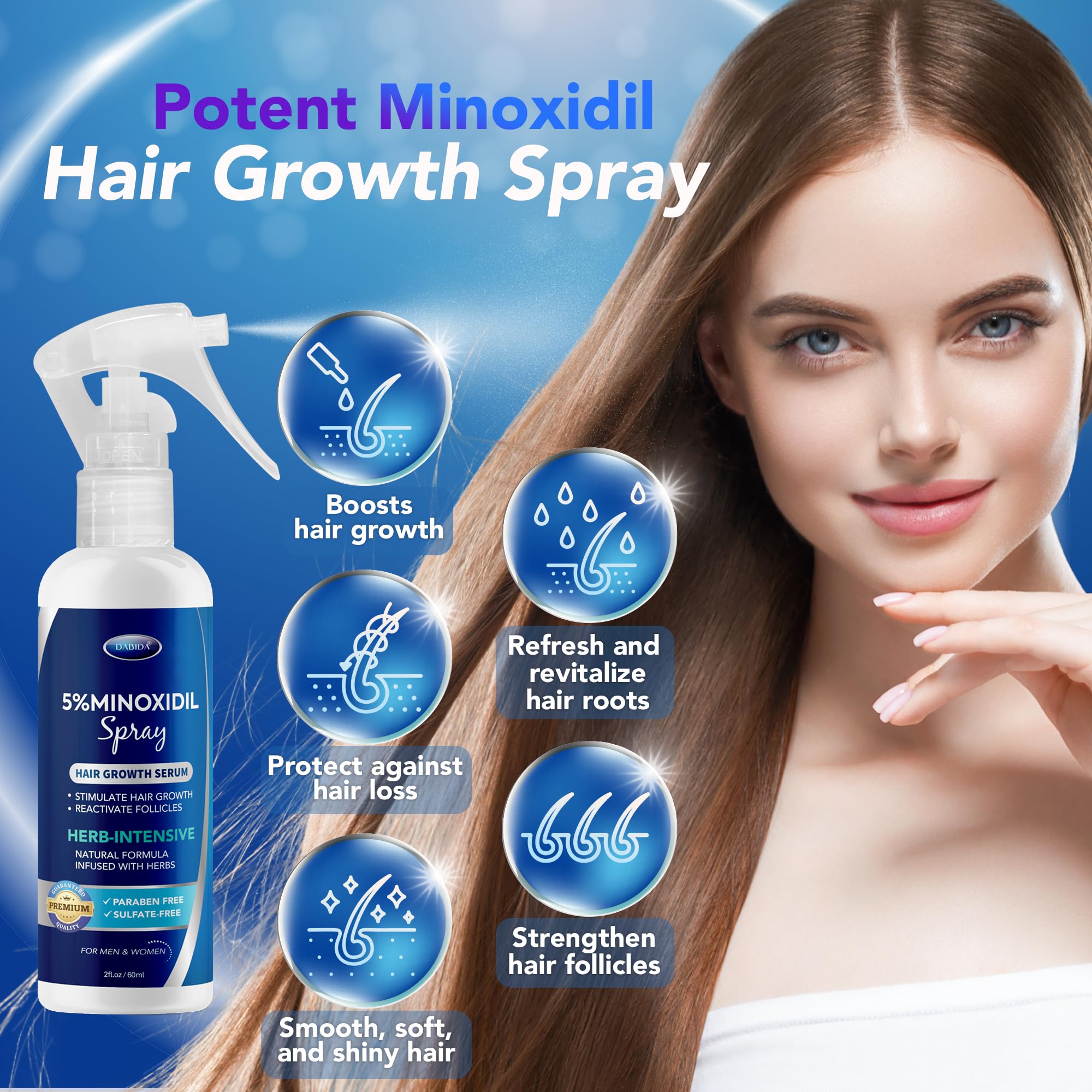 DABIDA Minoxidil spray estilo de vida real: uso cómodo diario
