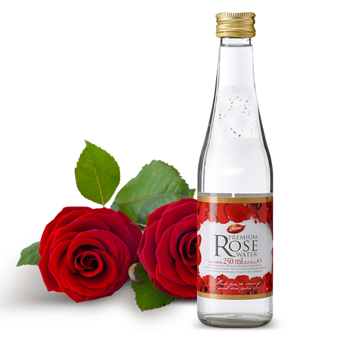 Dabur Agua de Rosas, botella con vertido para realzar aromas en platos.