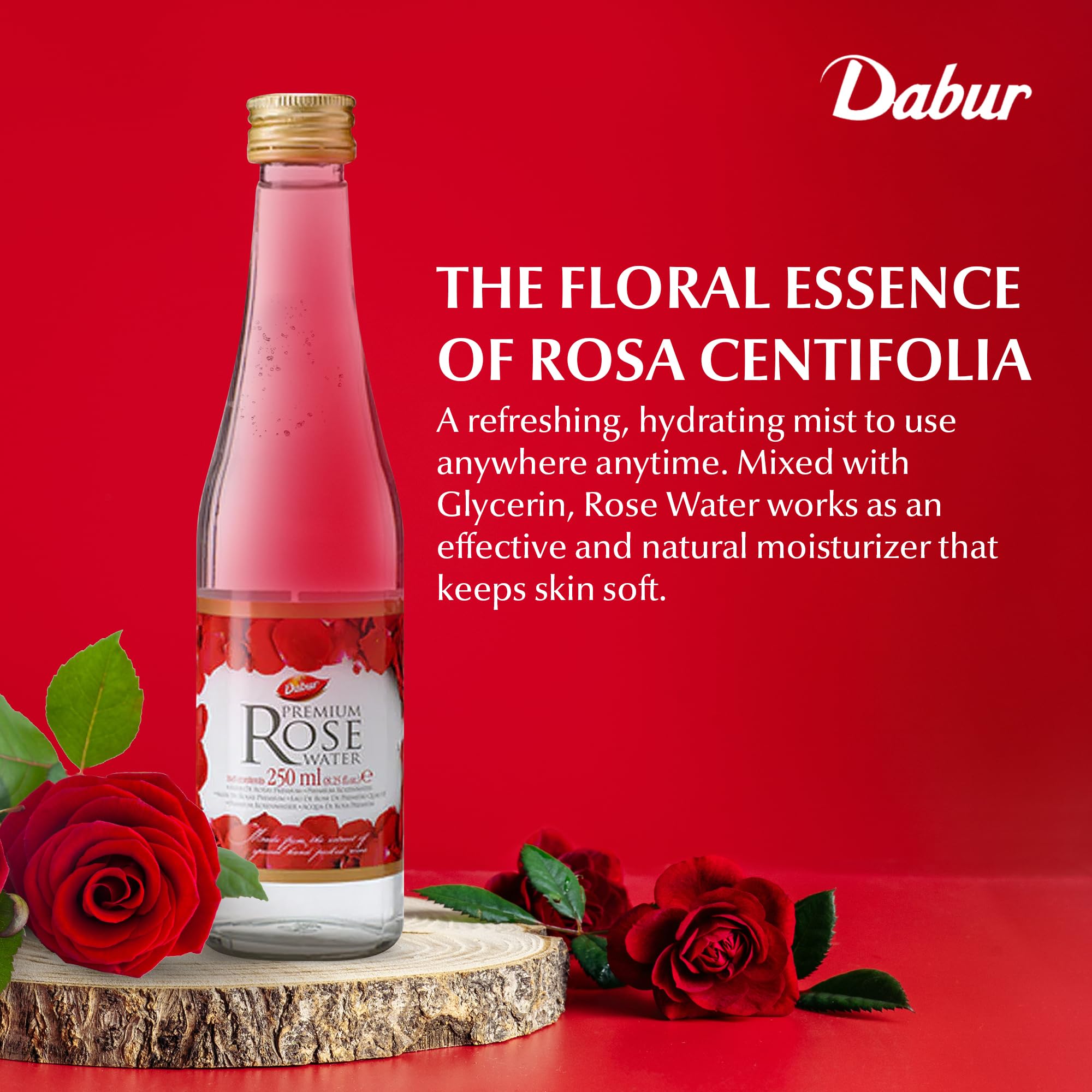 Dabur Agua de Rosas, cabello hidratado con bruma suavizante.