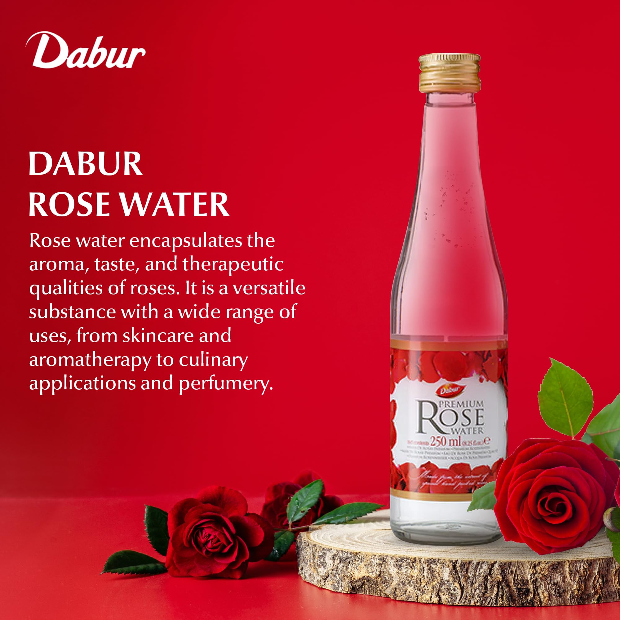 Dabur Agua de Rosas, rostro radiante con uso facial como tónico suave.