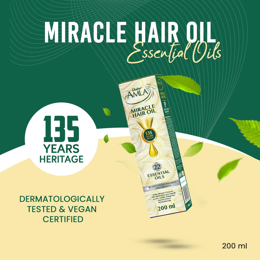 Dabur Amla Luxe Hair Oil application scene ready for lightweight conditioning.
