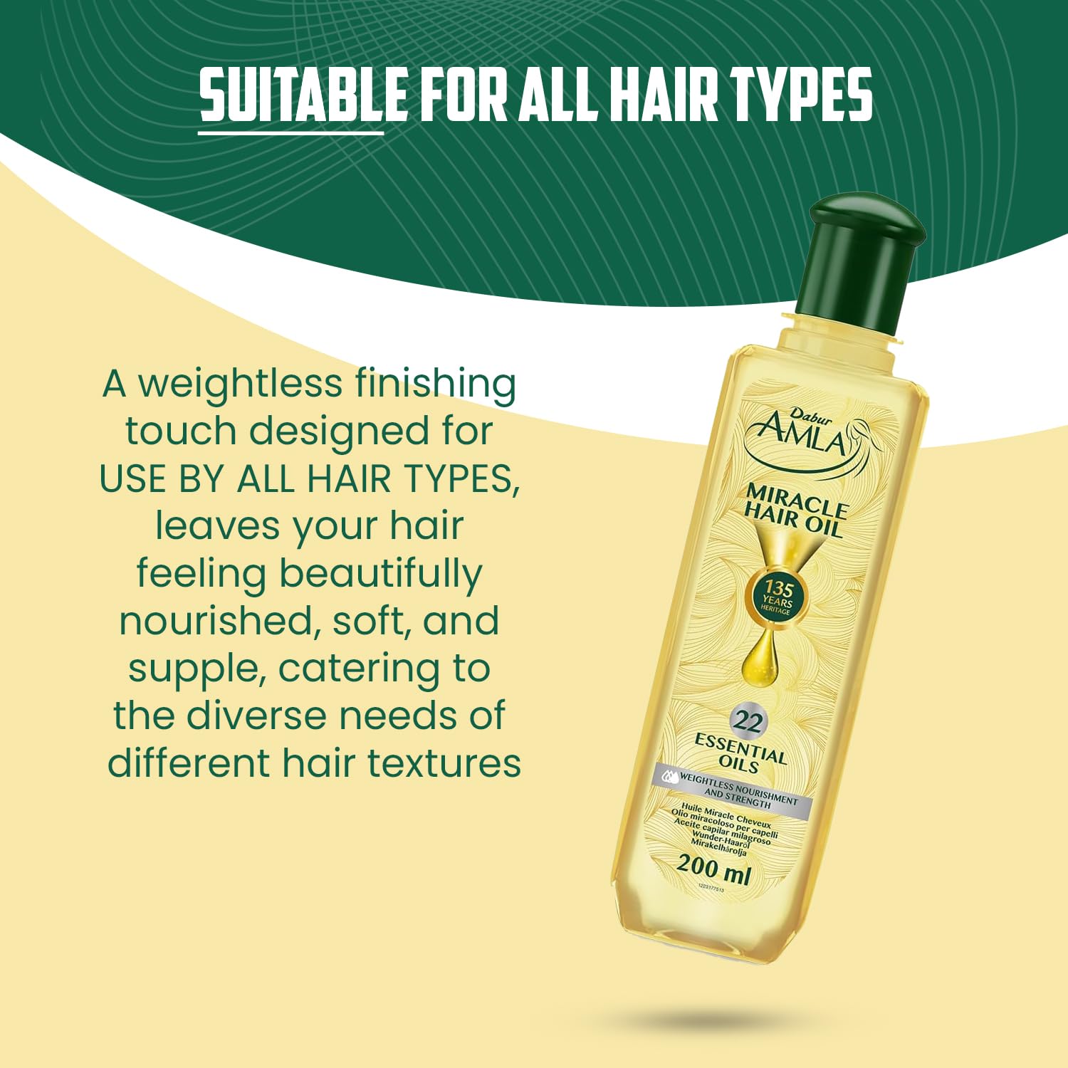 Dabur Amla Luxe Hair Oil closeup illustrating root nourishment for healthier growth.