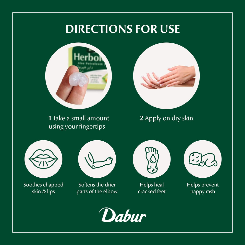 Dabur Herbolene Aloe Vaselina aplicación suave en la piel