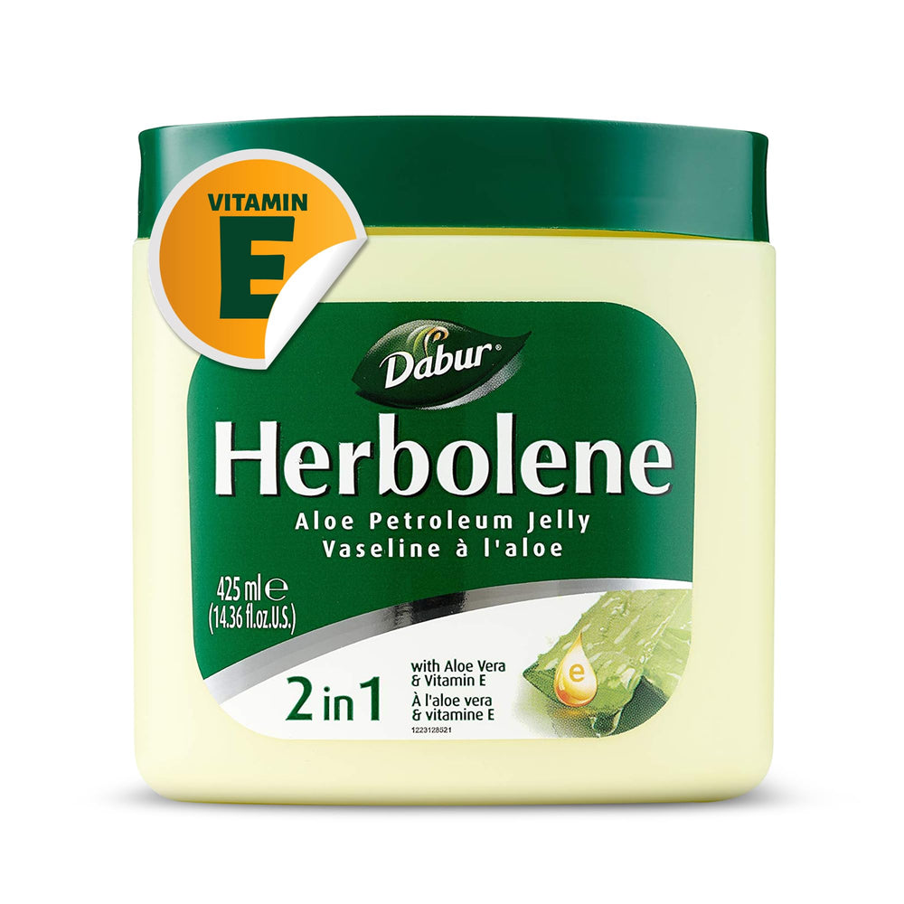 Dabur Herbolene Aloe Vaselina envase de 425 ml para hidratación diaria