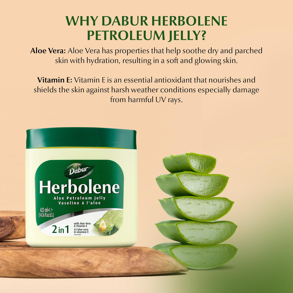 Dabur Herbolene Aloe Vaselina con vitamina E realce de nutrición