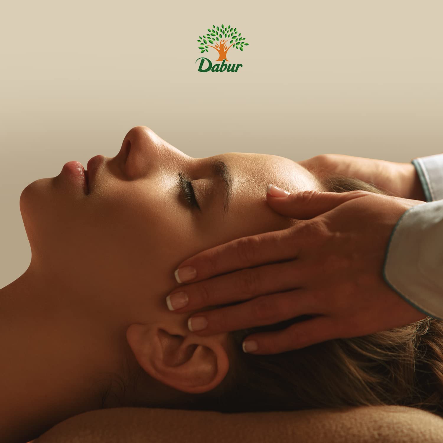 Dabur Kachi Ghani Mustard Oil applied for a soothing body massage and relaxation.