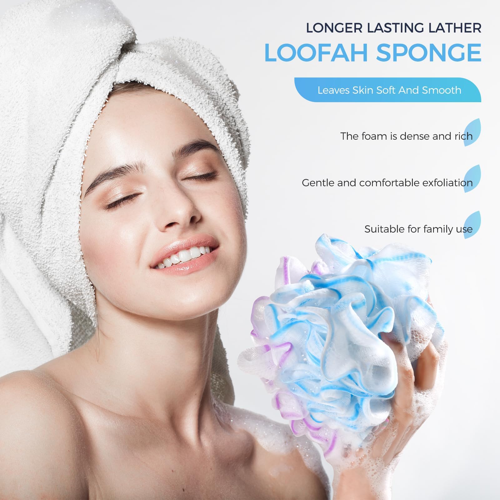 Esponja de baño DadyMart con malla densa que genera más espuma.