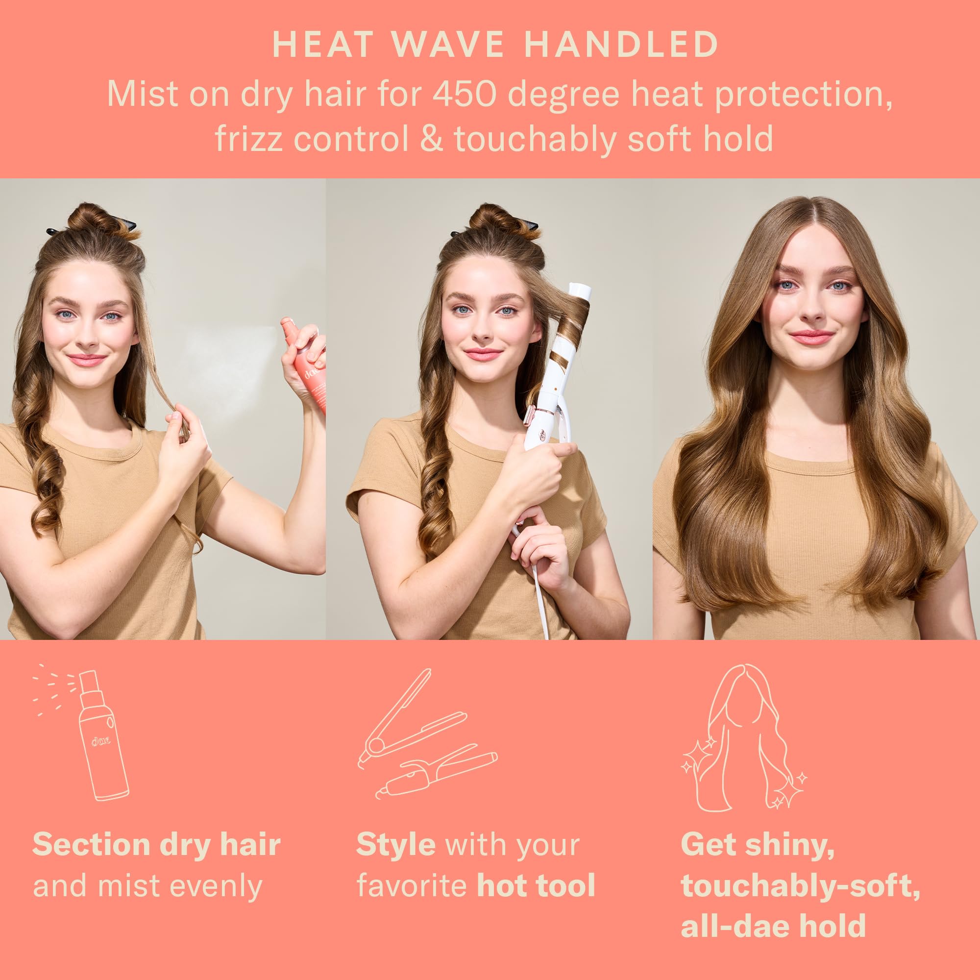 Frizz and humidity control in action with DAE Agave spray