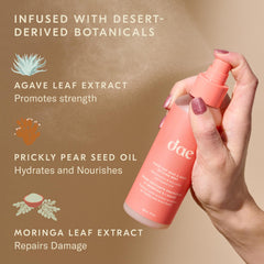 DAE Agave Dry Heat Protection Spray mist-on-hair shows fine mist coverage