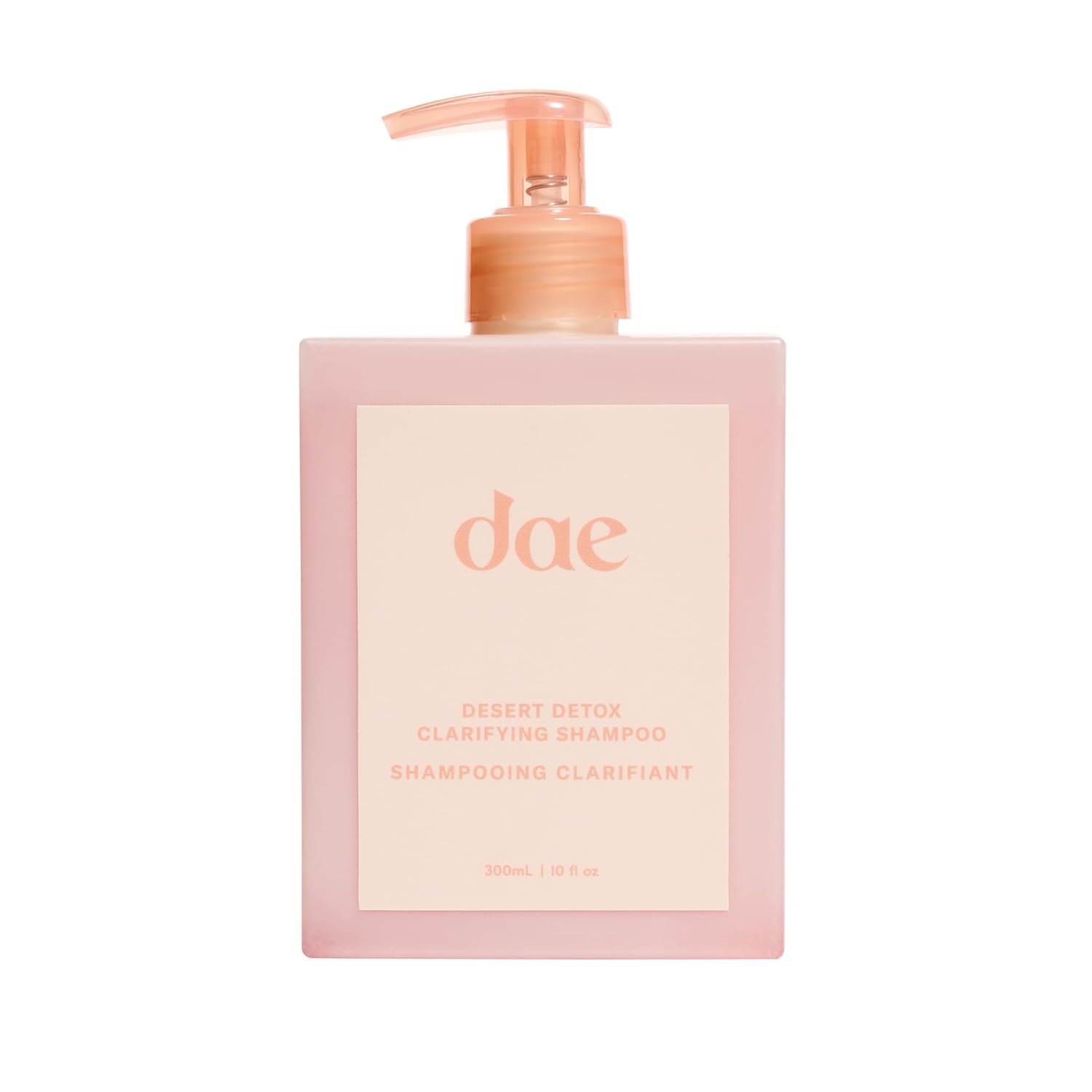 DAE Desert Detox clarifying shampoo bottle demonstrates a refreshing cleanse for oily scalps.