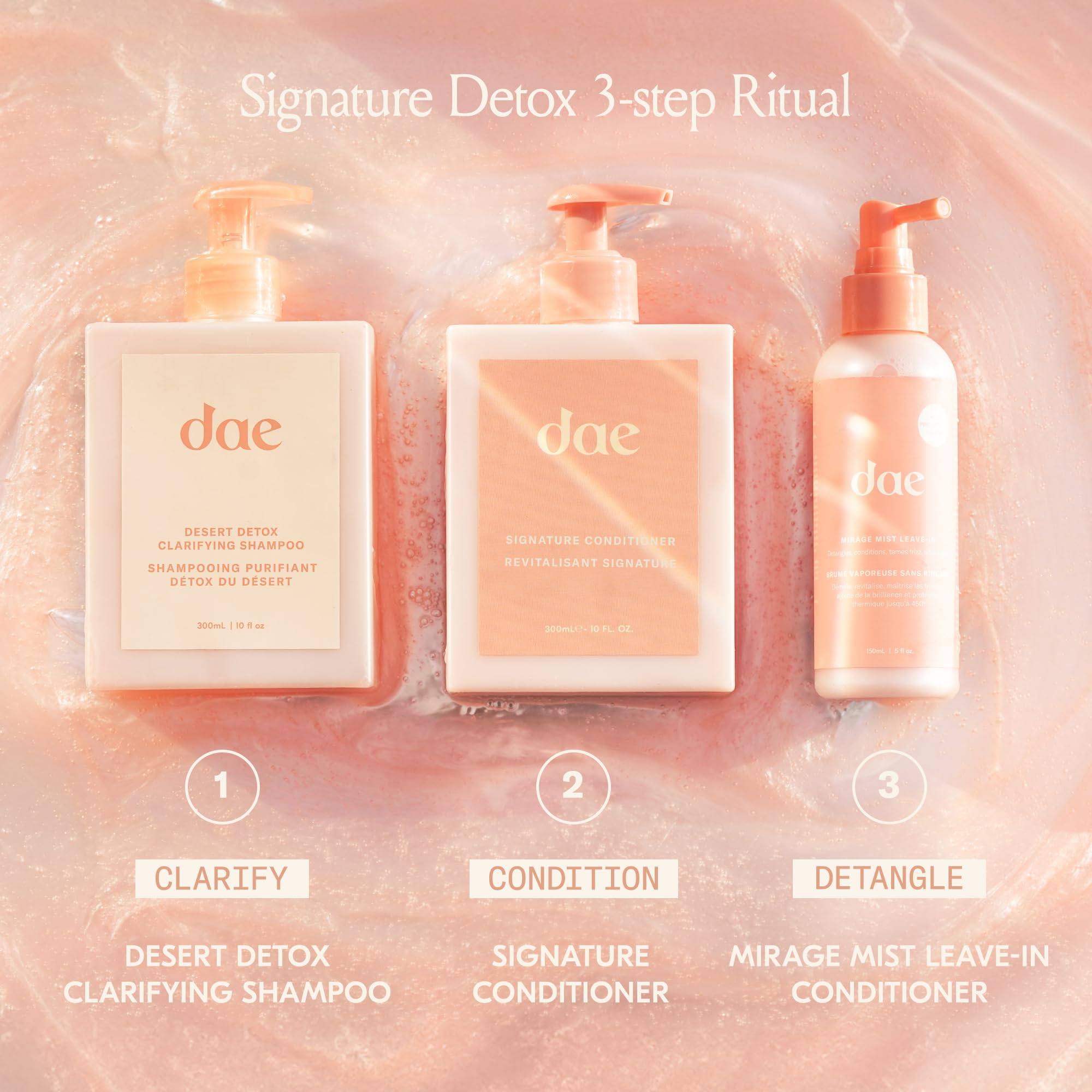 DAE Desert Detox color-safe image underscores protection for color-treated hair.
