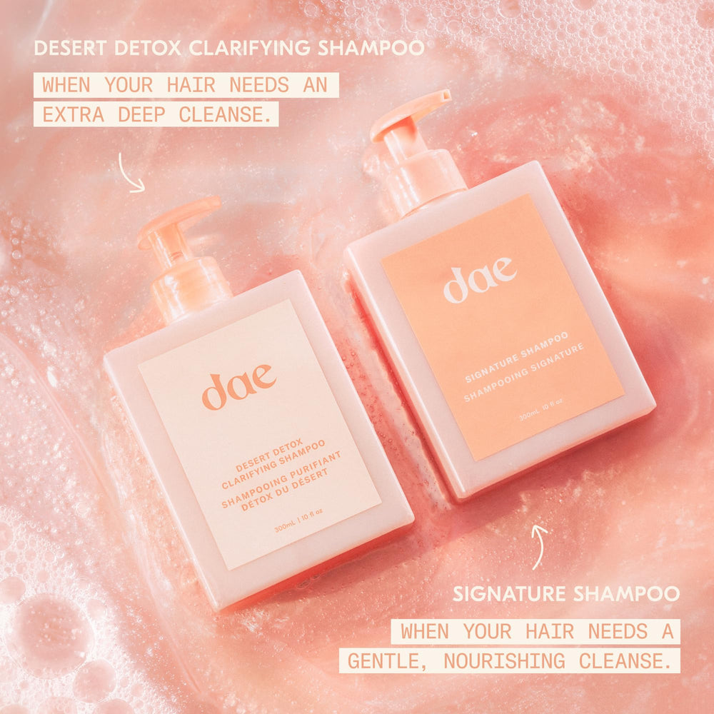 DAE Desert Detox label emphasizes vegan, sulfate-free formula and color-safe care.
