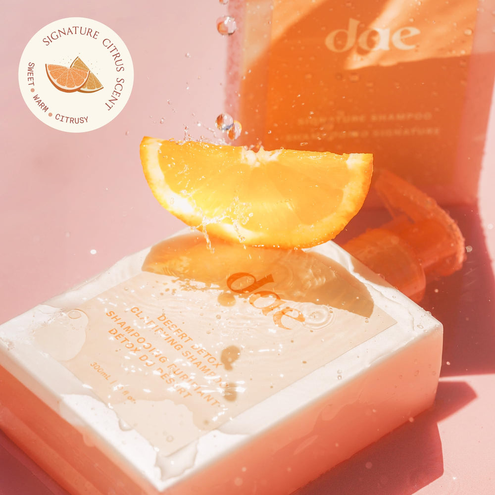 DAE Desert Detox oily-scalp close-up suggests effective oil removal and freshness.