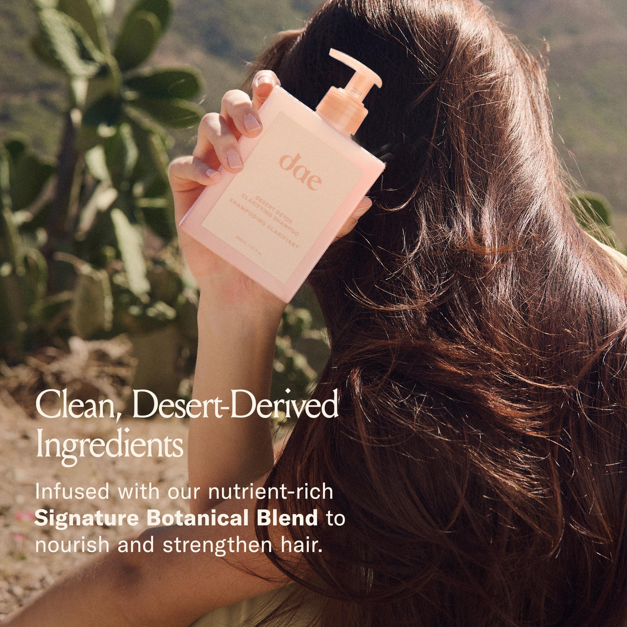 DAE Desert Detox on hair shows scalp-friendly cleansing for all hair types.