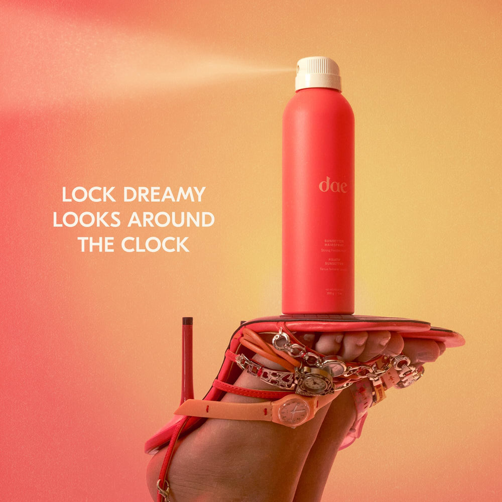 DAE Sunsetter 7 oz packaging shown as travel-friendly option.
