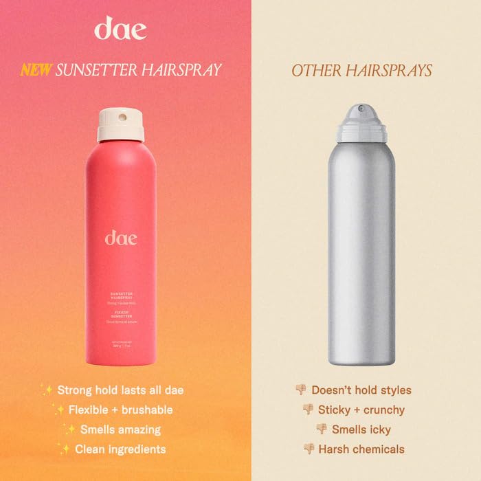 DAE Sunsetter action image highlights frizz control and shine.
