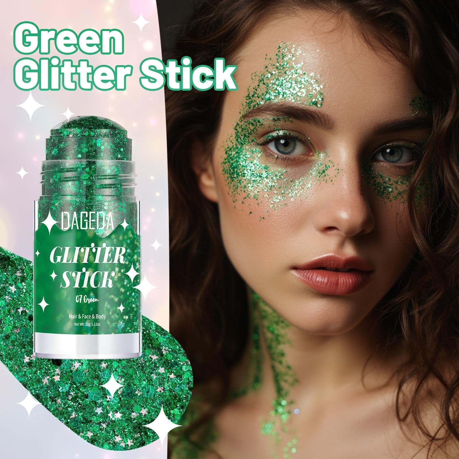 DAGEDA barra brillo cara verde ideal para resaltar mirada y piel.
