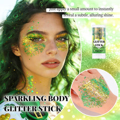 DAGEDA barra brillo láser verde en el cuerpo para look festivo.