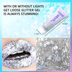 DAGEDA Glitter Gel on cheeks adds luminous sparkle for highlight.