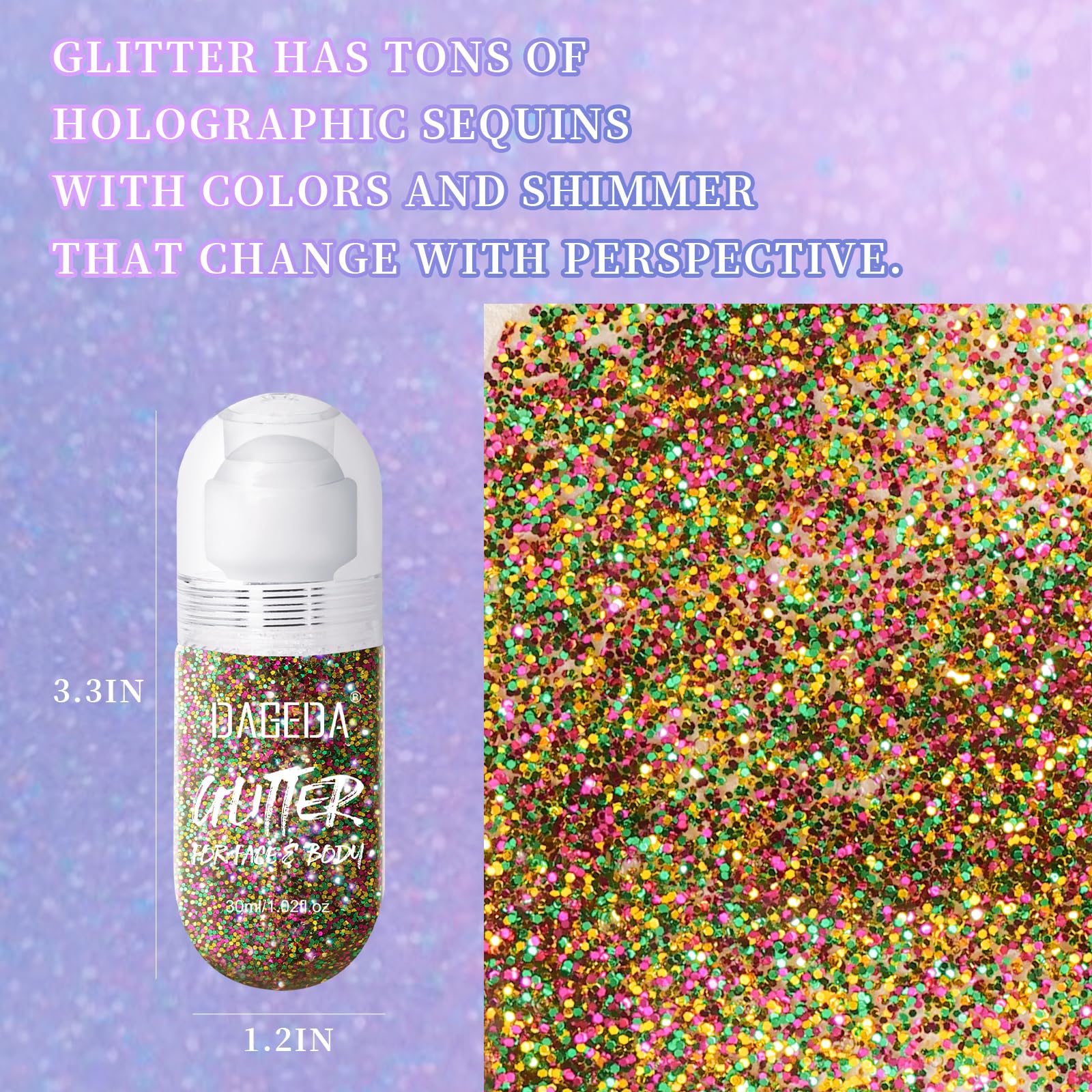 DAGEDA glitter for eyes and cheeks adds festival-ready glow