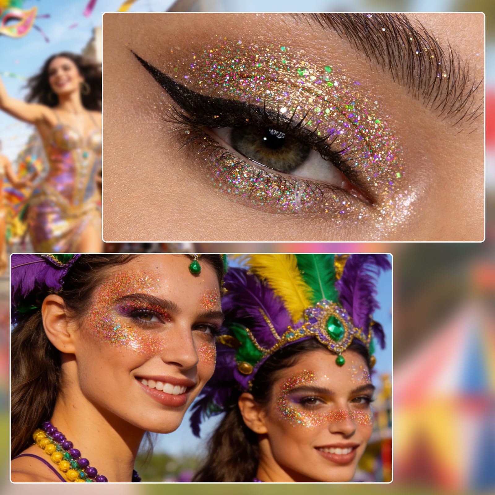 DAGEDA lightweight Mardi Gras glitter stays light while you glow