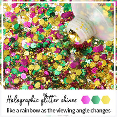 DAGEDA Mardi Gras glitter gel para cuerpo, brillo festivo y ligero
