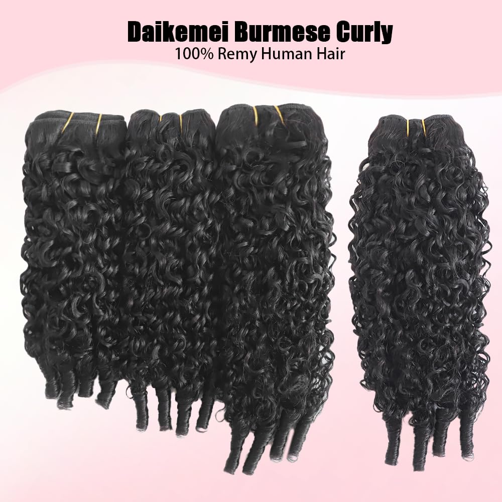 Daikemei Burmese curly bundles 18-inch water wave close-up for versatile styling.