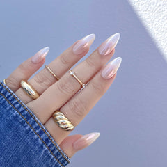 Daily Charme Magic White Chrome Powder nail application for a glazed donut finish