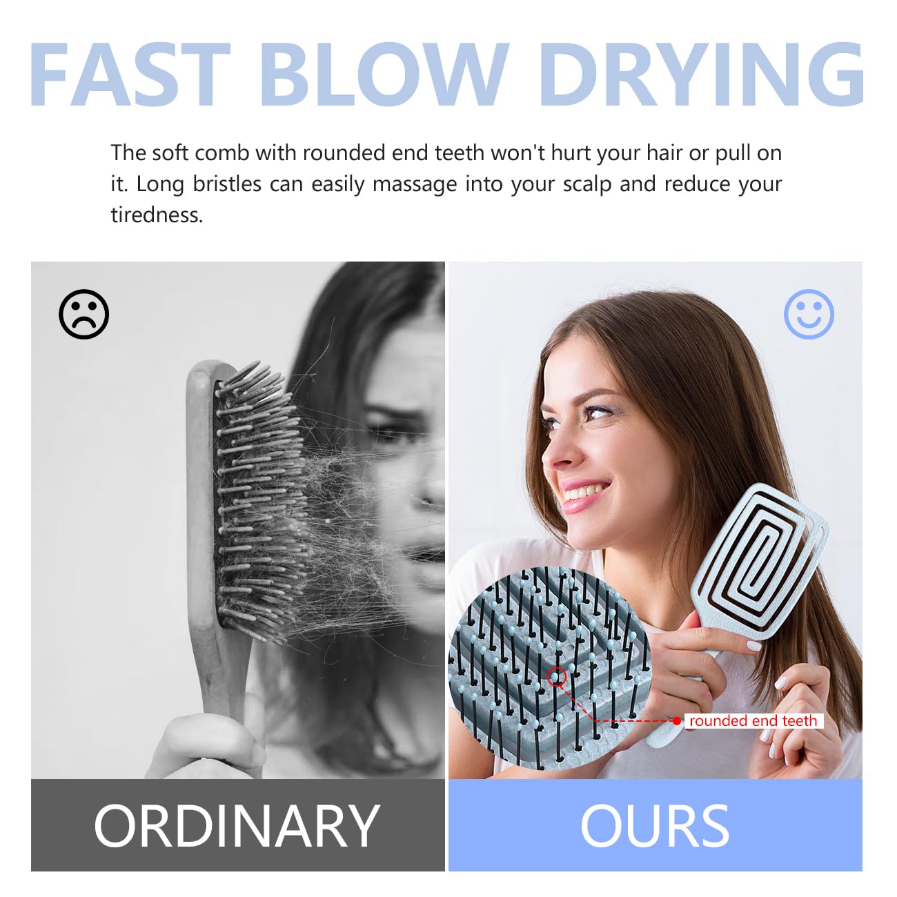 Daily Gard Detangling Brush soft bristles detail for gentle knots.
