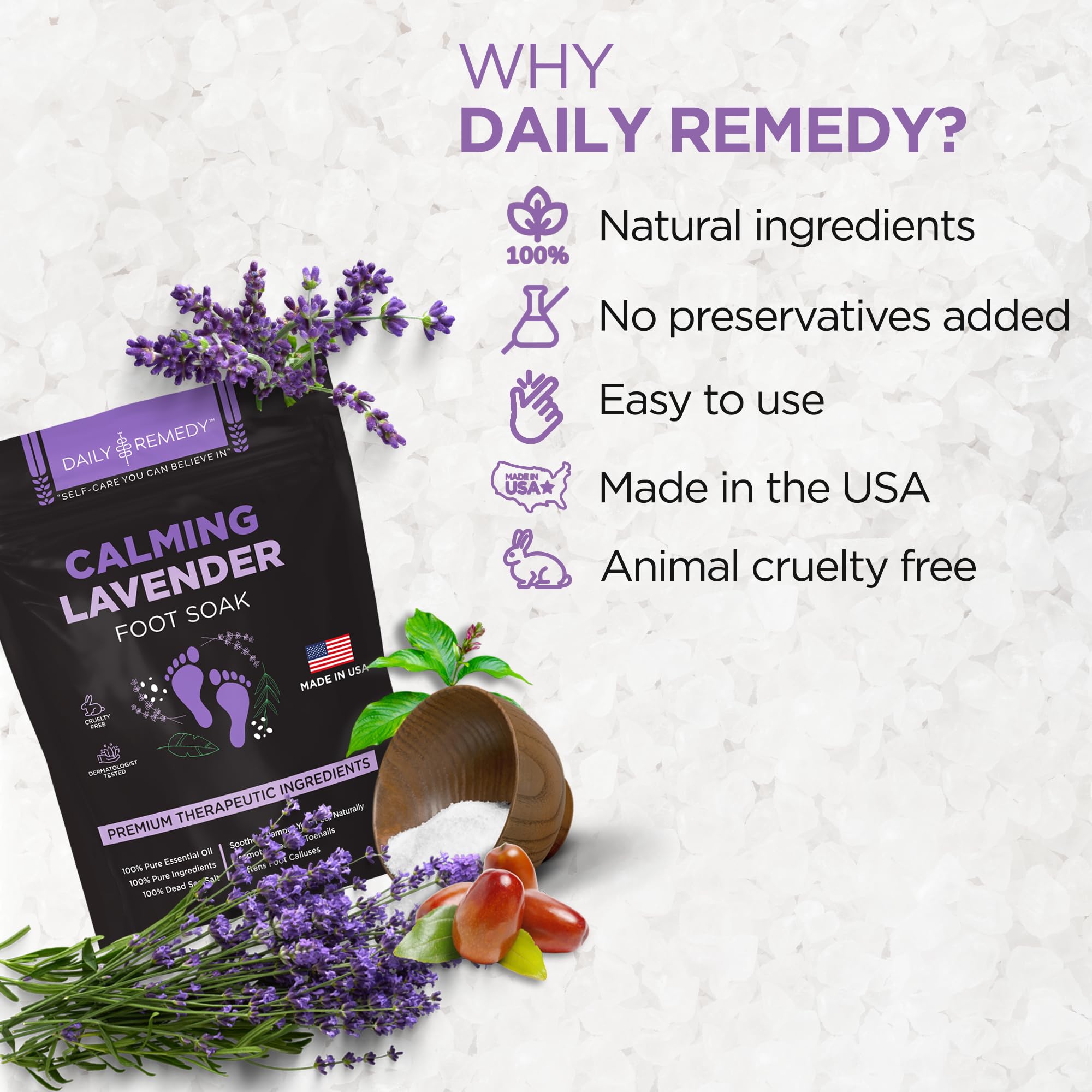 Daily Remedy Calming Lavender Foot Soak uñas sanas, mejora apariencia de las uñas