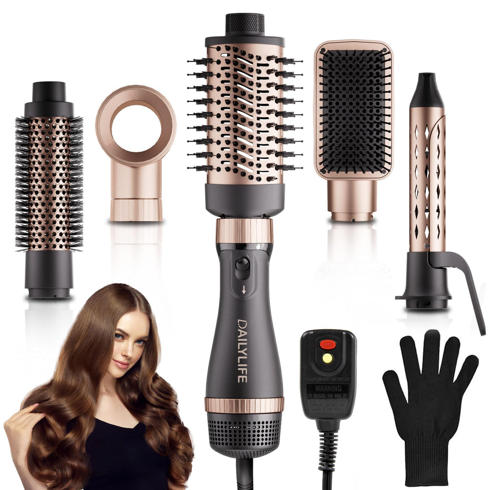 DAILYLIFE 5-in-1 hair dryer brush set with attachments for versatile at-home styling