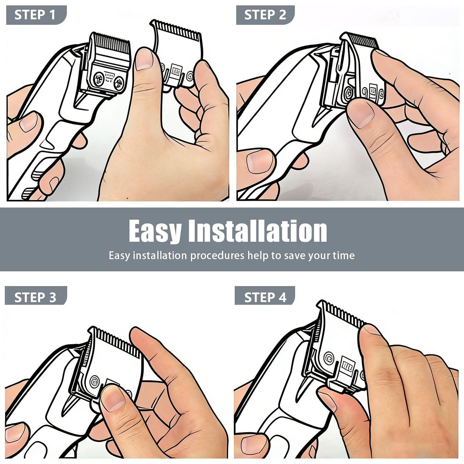 Dairrr Fuuu guide comb attachment enhances accuracy during trims.