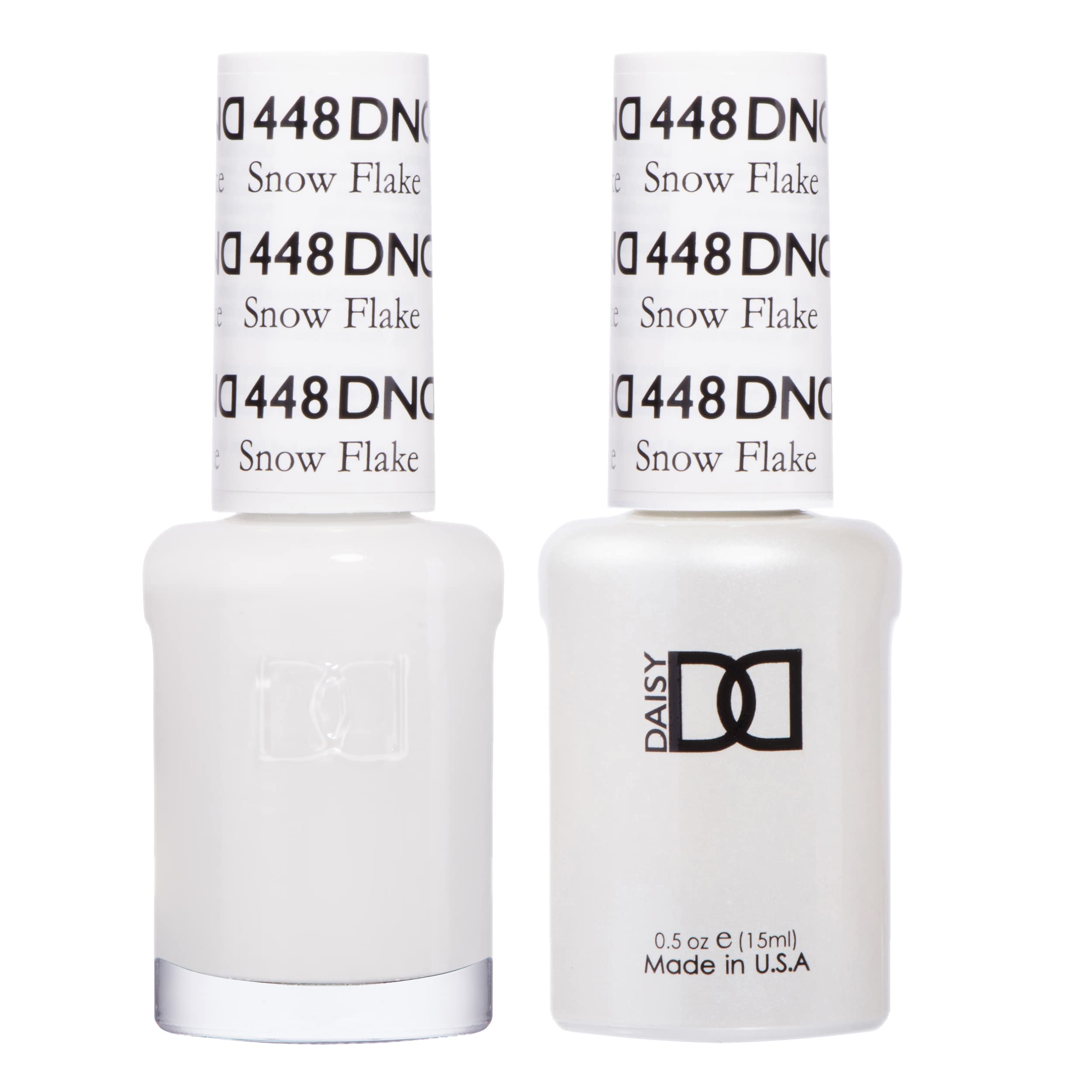 DAISY DND Snow Flake 448: esmalte gel crema con cobertura uniforme en el bote.