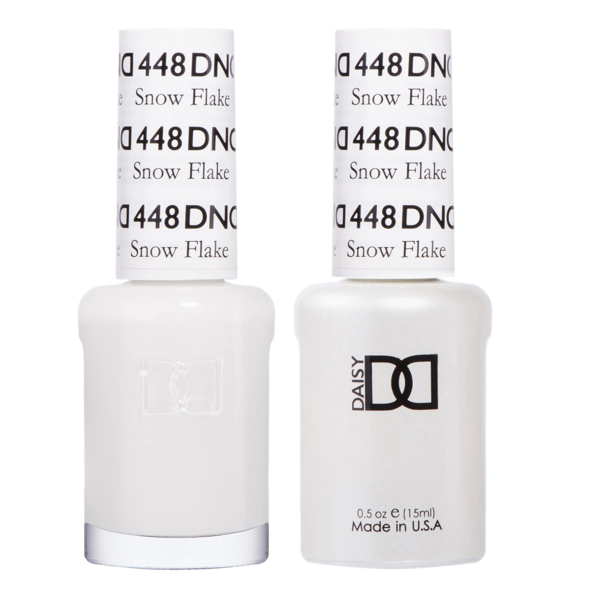 DAISY DND Snow Flake 448: esmalte gel crema con cobertura uniforme en el bote.
