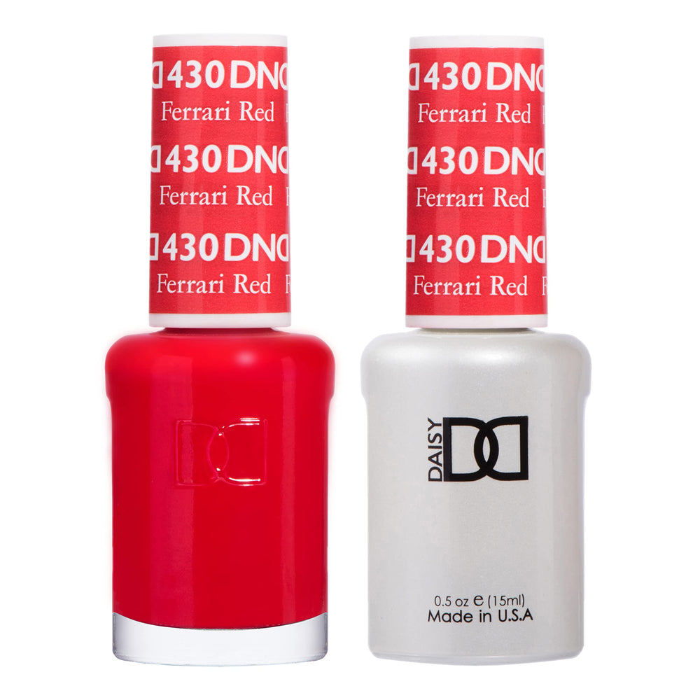 DAISY DND esmalte gel rojo Ferrari 430 con pigmentación intensa para un acabado uniforme