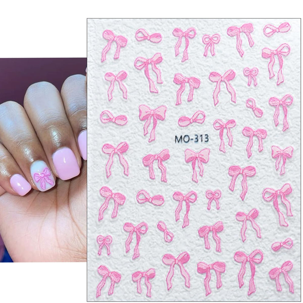 DAJIJIYOU decoraciones de uñas lazo blanco, fácil de aplicar en uñas naturales.